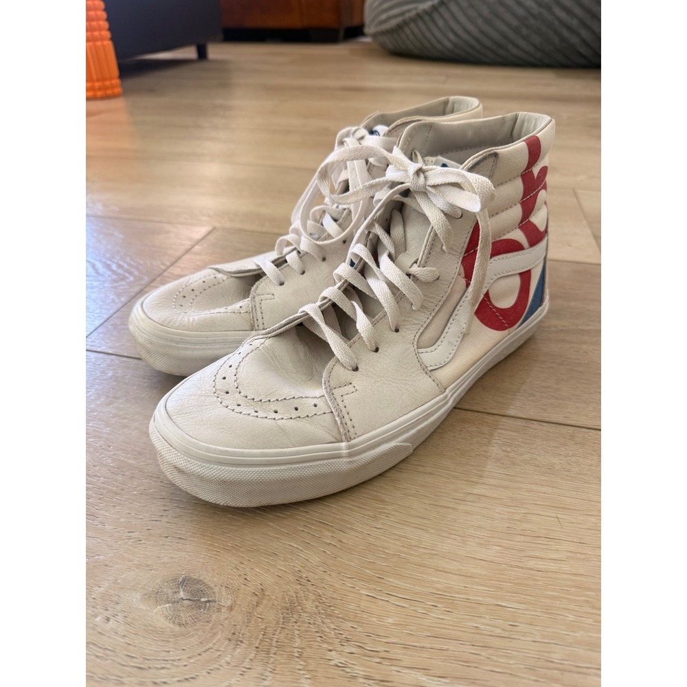 Vans Sk8-Hi 66 Multi Color Graphic White Leather High Top Sneakers Mens 9.5